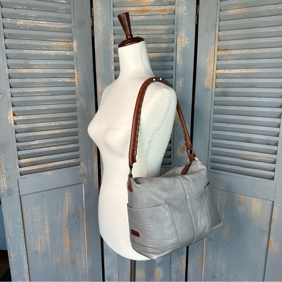 Sundance Simplicity Leather Slouch Shoulder Bag Mineral Grey - Picture 12 of 16